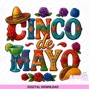 Cinco de Mayo PNG Mexican art Patriotism Fifth of May Fiesta Mexico Sublimation Dtf Design Trending Clipart Digital Download trendy design
