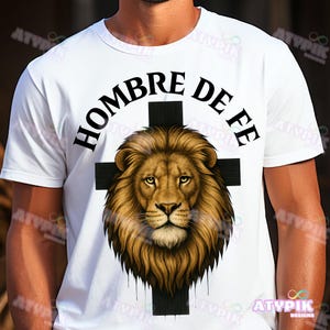 Spanish Man of Faith Lion PNG Christian PNG Bible Digital Download Religious Inspirational Art PNG Faith Art Png Sublimation design hispanic