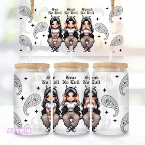 No Evil Latina Art 16oz Libbey Can Wrap PNG (Digital Download)