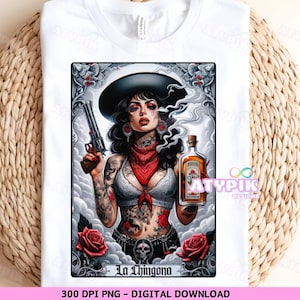 La Chingona Latein PNG, Chicana PNG, Tarot Karte Digitale Dateien, Dtf UVdtf Tumbler Becher T-Shirt PNG Design, Sublimation, Spanische Chingona PNG