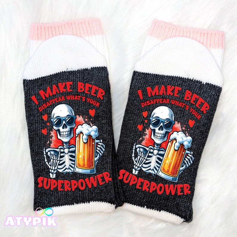 I Make Beer Disappear Funny Socks, Family Christmas Socks, Family Gift