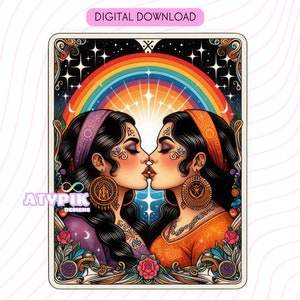 Pride Lgbtq Png Tarotkaart Digitale download ontwerpen, Pride Month Queer design, T-shirt sublimatie, DTF chicana Gay Pride CHicana mexicana