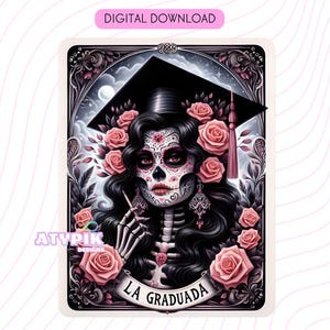 La Graduada Tarot Card PNG Arquivos para download digital, Design de camiseta PNG para caneca de copo para impressão por sublimação, Arte mexicana de formatura na moda PNG