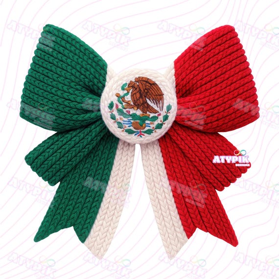 Crochet Yarn Png Mexican Flag, Mexican Bow shirt design Faux String Yarn Trendy Popular Latch Hook Png Sublimation Dtf Shirt Clipart png