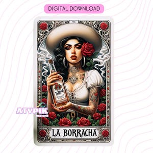 La Borracha Latein PNG, Chicana PNG, Tarot Karte Digitale Dateien, Dtf UVdtf Tumbler Becher T-Shirt PNG Design, Sublimation, Spanisch Mexicana