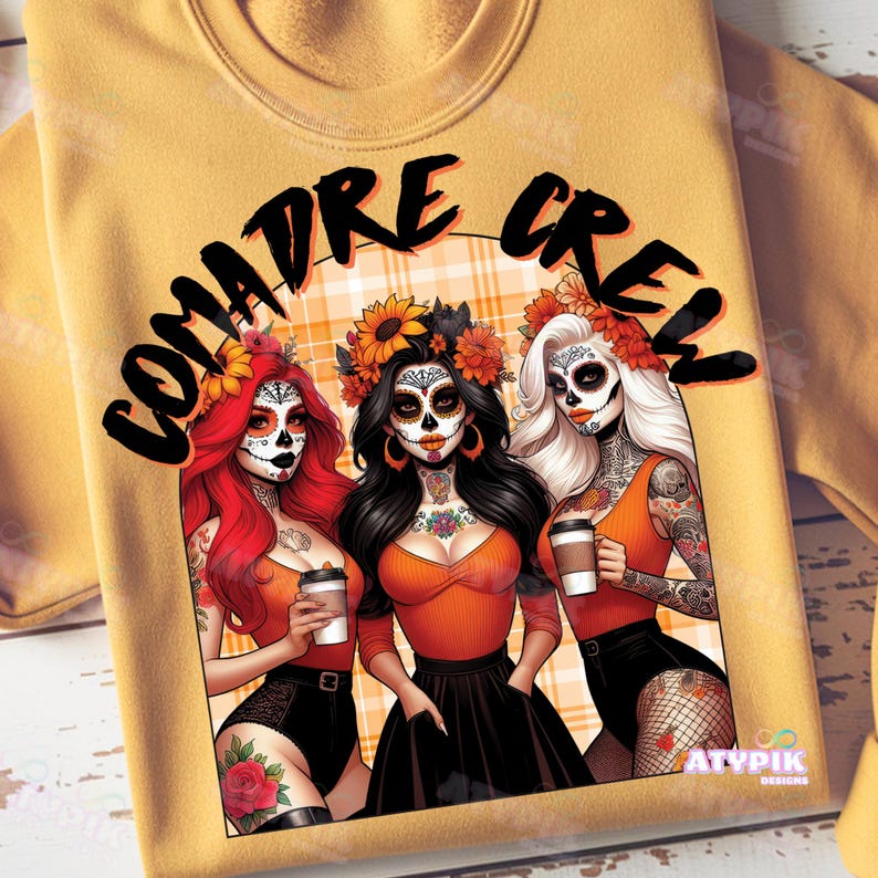 Comadre Crew Sugar Skull PNG, Halloween Latina Design (Digital File) image 2