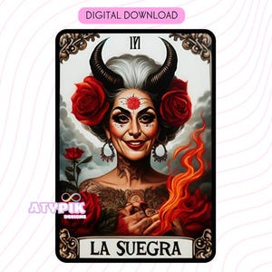 La Suegra Tarot-Karte PNG Digitales Design Mexikanische Kunst Spanische druckbare Sublimation PNG Becher Tumbler Wrap Glasdose Shirt PNG Schwiegermutter