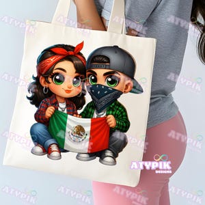 Messico, Latinos PNG, Chicana PNG, Stile Chibi, Mexicanos Bandiera messicana PNG design Sublimazione, Cholo Messico Ispanici Chicanos Sublimazione DTF immagine 4