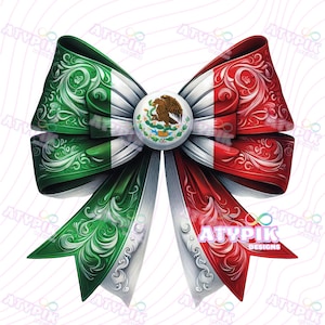 Coquette Ribbon bow Mexican Flag PNG Clipart Viva Mexico September 16th Png, Mexican Independence Day Png, Sublimation Dtf  Mexicana Chicana