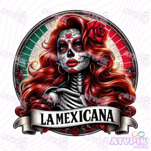 La Mexicana Latina PNG Chicana PNG, Digital files, Dtf UVdtf Tumbler Mug T-shirt PNG design Sublimation Spanish Chingona Sugar skull Catrina