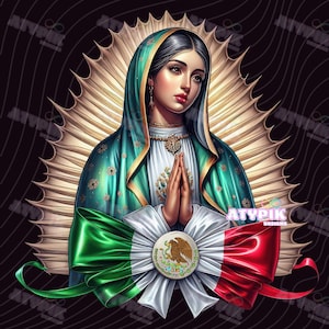 Virgen de Guadalupe PNG Nuestra Señora de Guadalupe Virgen Diseños de Bandera Mexicana Lazo Coqueta PNG Sublimación DTF Virgen de mexico, diseño latino
