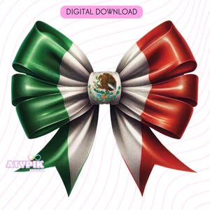 Coquette Ribbon bow Mexican Flag PNG, Clipart Mexico Sublimation T shirt Mug Design Mexicana Chicana Png