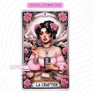 La Crafter Tarot Karte PNG Digital Download Design - Sublimation Druckbare Tasse Becher Glas Dose Becher Aufkleber Shirt trendiges Design PNG