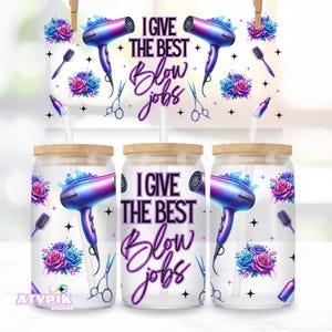 Hairdresser 16oz Libbey Glass Can Sublimation Uv dtf Design, Salon Hairstylist PNG File Digital Download, Funny Png 16oz Libby Can Beer wrap
