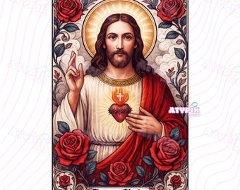 Jesus Christ PNG Christian Png Jesus Png Sublimation Dtf Faith Png, God Bible Verse Png, Religious Png sacred heart of jesus PNG Christmas