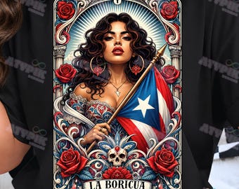 La Boricua Tarot PNG, Puerto Rico Flag Clipart, Sublimation Design (Digital Download)