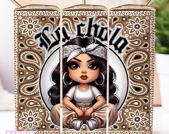 La Chola Tumbler Wrap, 20 oz Skinny Tumbler Wrap Sublimazione PNG, Tumbler Wrap Dritto PNG Tumbler Design Old School Tumbler Latina Chicana