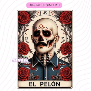 El Pelon Tarot Karte PNG - Digitaler Download - Druckbare Tarot Karte - Becher Tumbler T-shirt Einkaufstasche Glasdose - Mexikanische Clipart Spanisches Design