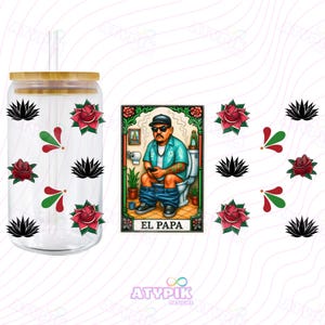 Pai engraçado PNG Papa Latino PNG, Chicano PNG, Carta de tarô engraçada Arquivos digitais 16oz Libbey Glass pode desenhar Papa Chingon espanhol Dia dos pais png