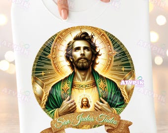 San Judas Tadeo PNG, diseño religioso de San Judas Tadeo, arte hispano para DTF y sublimación, camisetas, tazas, clipart, descarga digital en español