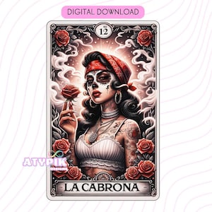 La cabrona Tarot Karte PNG Digitaler Download Design - Sublimation Dtf druckbare PNG - Mexikanische Chicana Chingona Kunst - Becher Tumbler wickeln