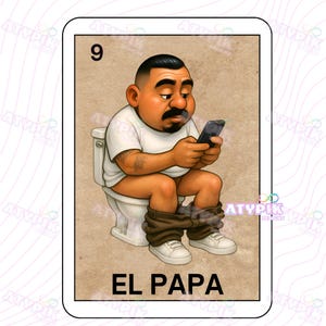 Cartão da Loteria Espanhola PNG Engraçado Pai merda Download Digital, Arte Mexicana Chicano Chibi Desenho Animado png Sublimação Dtf Camisa Latina Papa Clipart