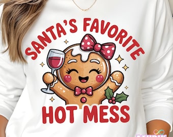 Santa's Favorite Hot Mess Gingerbread PNG, Christmas Drink (Digital Download)