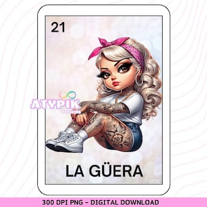 La Guera Loteria card en espanol PNG Sublimation DTF Design, Digital download Instant Download, Spanish Design, Loteria Mexicana Chicana