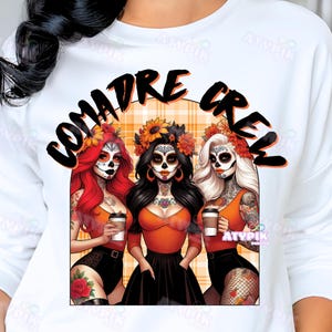 Comadre Crew Sugar Skull PNG, Halloween Latina Design (Digital File) image 4
