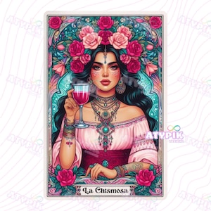 Chismosa Tarot Karte PNG Digital Download-Datei, Latein Chicana Mexicana Spanisches Hemd Dtf Sublimation PNG Design Hispanic Frauen, mexikanische Kunst