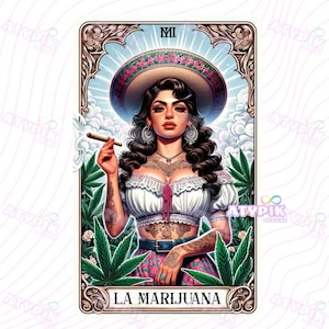 Spanische PNG PNG, Chicana PNG, Tarot Karte Digital Download 420 Weed Stoner Clipart, Shirt Designs PNG Dtf Sublimation Mexikanische Kunst mexicana