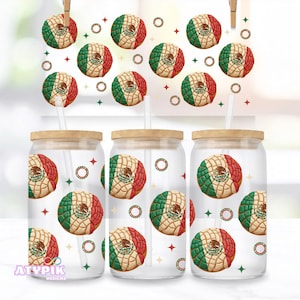Diseño de vaso Libbey de 16 oz con bandera mexicana, DTF UV, diseño de sublimación, clipart PNG, lata esmerilada de 16 oz, archivo digital mexicana latina chicana