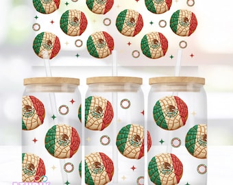 Conchas Mexican Flag 16oz Libbey Cup Design, UV DTF, Sublimation Design, Png Clipart, 16oz Frosted Can, Digital File mexicana Latina chicana
