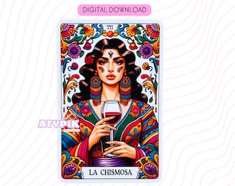 La Chismosa Tarot Card PNG – Mexican Funny Art (Digital Download)