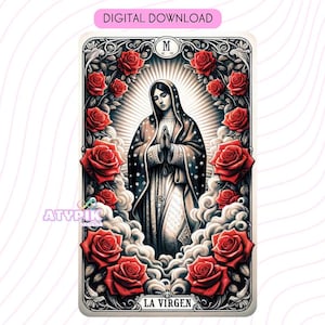 La virgen de Guadalupe Tarot Karte PNG mexikanische Kunst druckbare Sublimationsbecher Tumbler wickeln PNG trendiges Hemd digitaler Download Spanisch Mexicana