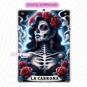 La Cabrona Tarot Karte PNG Digitaler Dowload Design Druckbare Sublimation DTF Clipart Mexikanische Kunst, Chingona Chicana Latein Chola Trendy PNG