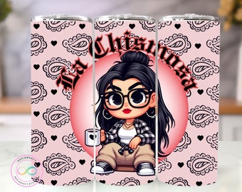 La Chismosa Chicana Tumbler Wrap, 20 oz Skinny Tumbler Wrap Sublimazione PNG, Tumbler Wrap Dritto PNG, Chola Tumbler Design Tumbler Latina