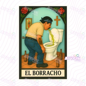 Funny Borracho Png Papa Latino Men Carte de tarot espagnol Carte Loteria Mexicana Fichiers numériques Sublimation Dtf chemise design chingon Fête des pères