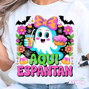 Aqui Espantan Spanish Spooky Season Png, Halloween Png, spooky season, Halloween Sublimation Dtf Designs Pan de dulce Png Dia de los muertos