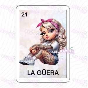 La Guera Loteria card en espanol PNG Sublimation DTF Design, Digital download Instant Download, Spanish Design, Loteria Mexicana Chicana