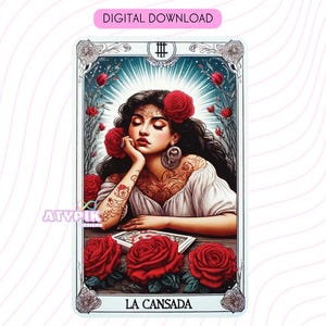 La Cansada Latein PNG, Chicana PNG, Tarot Karte Digitale Dateien, Dtf UVdtf Becher T-Shirt PNG Design, Sublimation, Spanisch La Mexicana