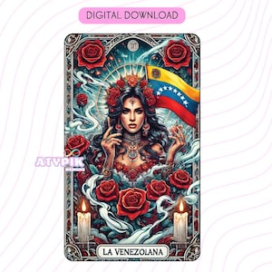 La Venezolana Platinum PNG-Tarot-Karte Digitale Dateien Download, Tumbler Mug Shirt PNG-Design Sublimation Spanisch-Venezuela-Flagge Clipart Latinos