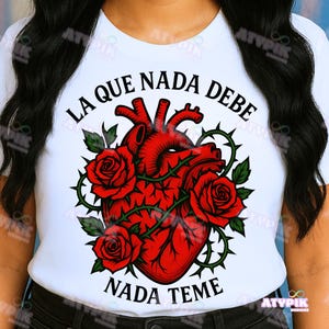 Spanish png sublimation DTF design download, Latina png, heart png, Floral red roses art png, Latina png, Latinx digital frases corazon png