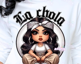 La Chola PNG Chicana Chola Chibi Style Digital Download Latina Shirt PNG Sublimation DTF Tumbler Lowrider Mexican art spanish Hispanic png