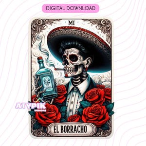 El Borracho Latein PNG, Chicano PNG, Tarot Karte Digitale Dateien, Dtf UVdtf Tumbler Becher T-Shirt PNG Design, Sublimation, Spanische Männer Dad Papa
