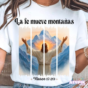 La Fe mueve Montañas PNG, Religioso Diseño, Digital download, Diseño Cristiano, Fe en Dios PNG, Frases Cristianas PNG, Mujer De Fe Spanish