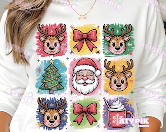 Preppy Christmas Coquette Png Merry Christmas Png, Christmas Girly Png, Retro Christmas Bow Png, Vintage Santa Png Xmas Tree Design Reindeer