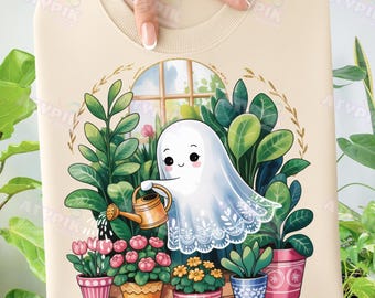 Imagen PNG de la Dama de las Plantas Fantasma para Halloween, Regalo para Amantes de las Plantas (Descarga Digital)
