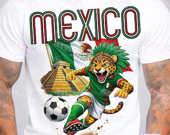 Mexico 2026 PNG ontwerp Viva Mexico voetbal grafische Mexicaanse vlag voetbal fanart, digitale download sublimatie Mexicaanse vlag Futbol Jaguar, png