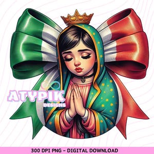Virgen de Guadalupe png Señora de Guadalupe Virgen María, Nuestra Señora de Guadalupe Arte mexicano Diseños de banderas Lazo de coqueta PNG Sublimación DTF